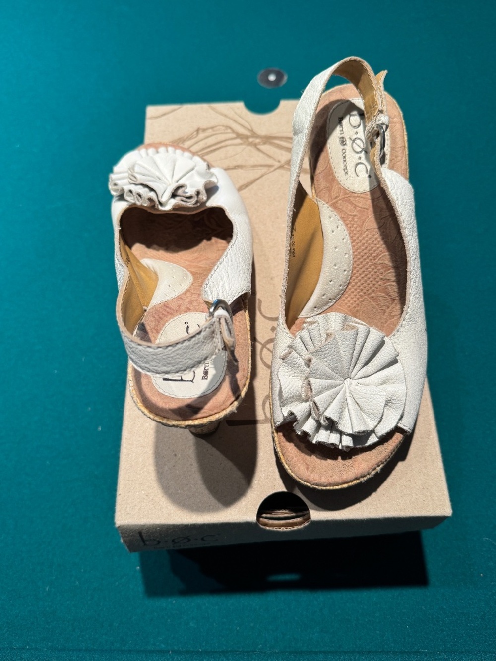 BOC Platform Slingback Adorable White Leather Shoe - Size 7